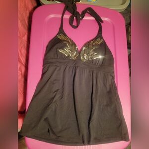Victoria Secret black halter top with built in padded bra